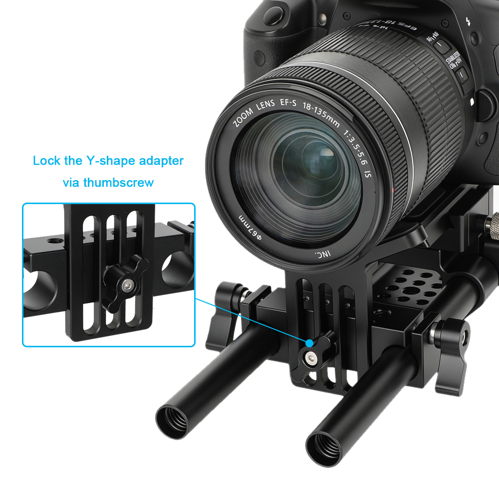 CAMVATE Lens Support 15mm Rod Clamp Rail Block for DSLR Rig Rod Support Rail System