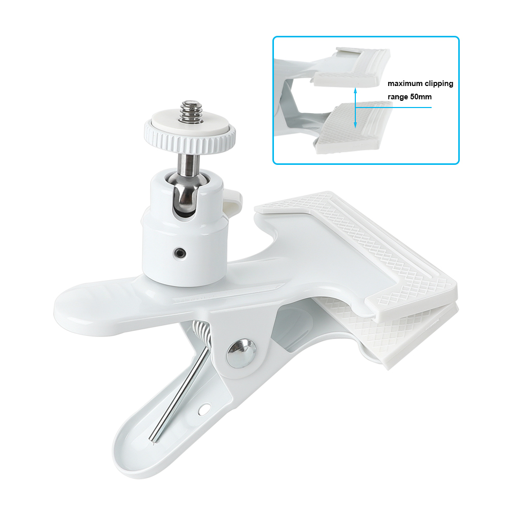 CAMVATE Spring Clip Clamp with Mini Ball Head Mount (White)