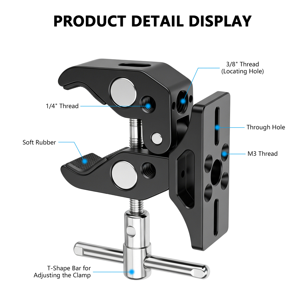 CAMVATE Extension Support (Black) For BlackMagic Micro Signal Converter HDMI To SDI 3G + Universal Super Crab Clamp