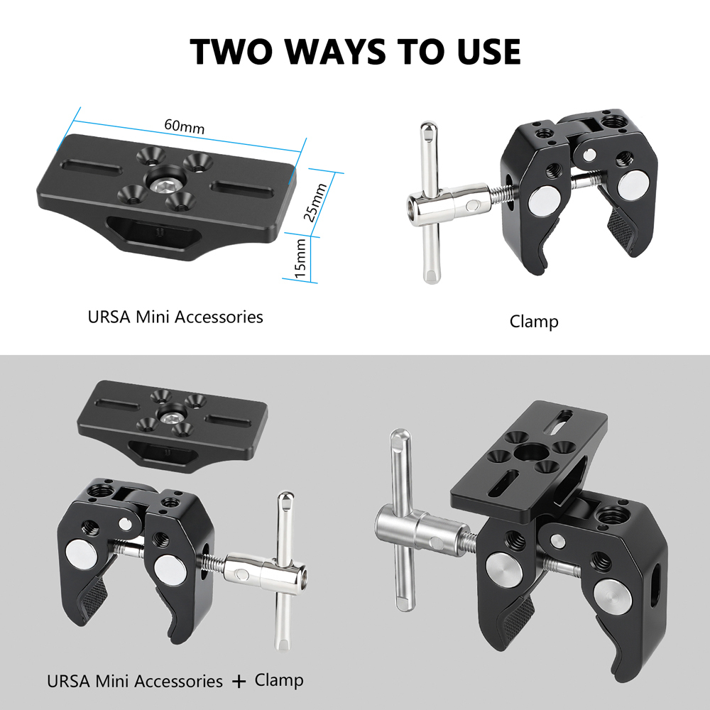 CAMVATE Extension Support (Black) For BlackMagic Micro Signal Converter HDMI To SDI 3G + Universal Super Crab Clamp