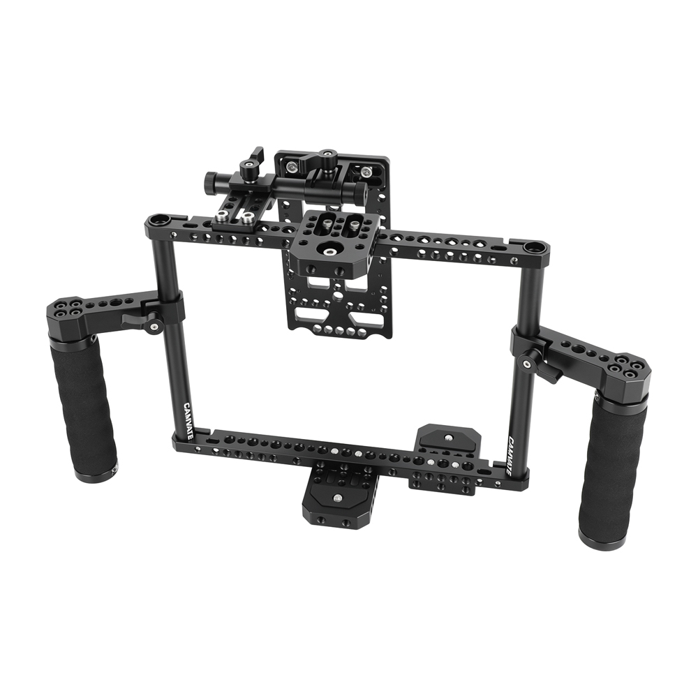 CAMVATE Director's Monitor Cage with Triple Monitor Mount & Dual Rubber Handgrips