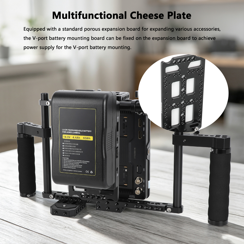 CAMVATE Director's Monitor Cage with Triple Monitor Mount & Dual Rubber Handgrips