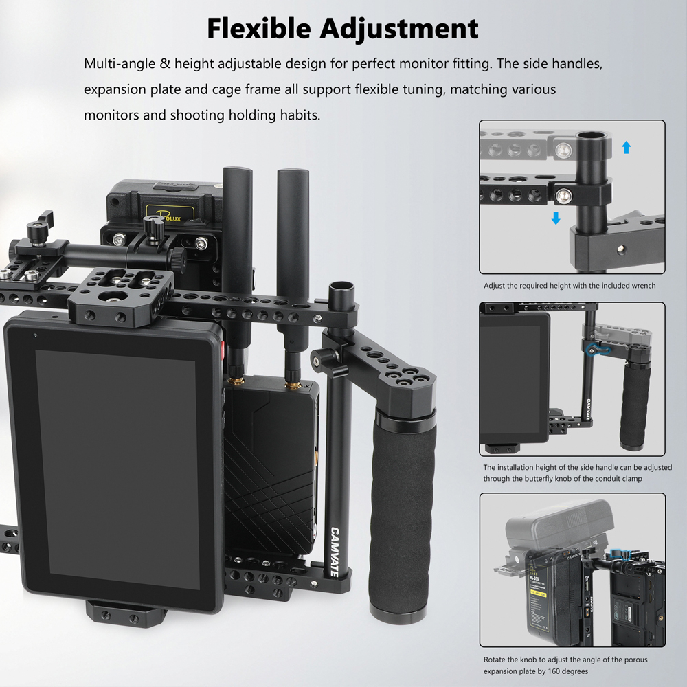 CAMVATE Director's Monitor Cage with Triple Monitor Mount & Dual Rubber Handgrips