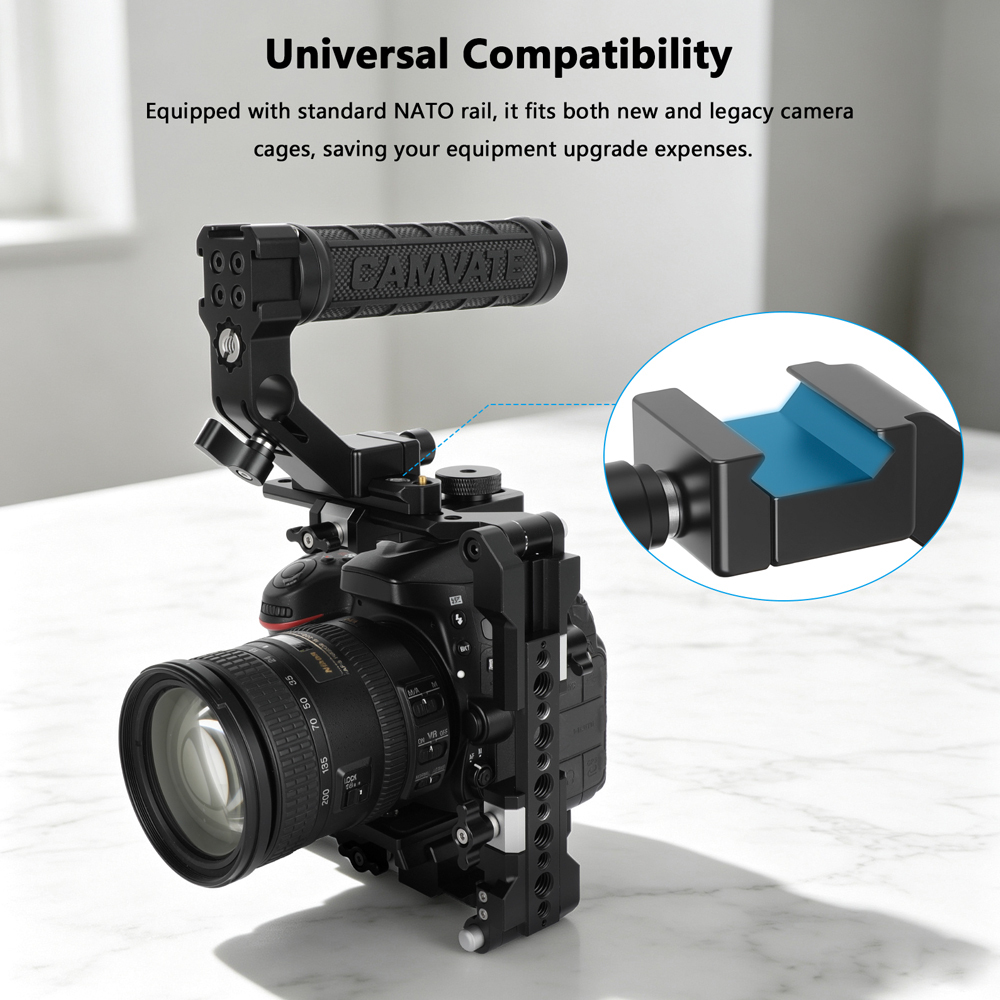 CAMVATE NATO Top Handle with ARRI Pin-Lock  & 15mm Rod Clamp