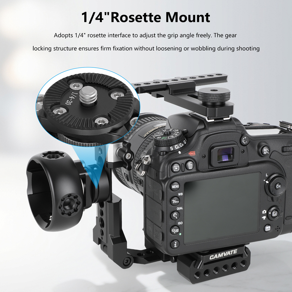 CAMVATE Side Handgrip with1/4"-20 Rosette Mount (Round)