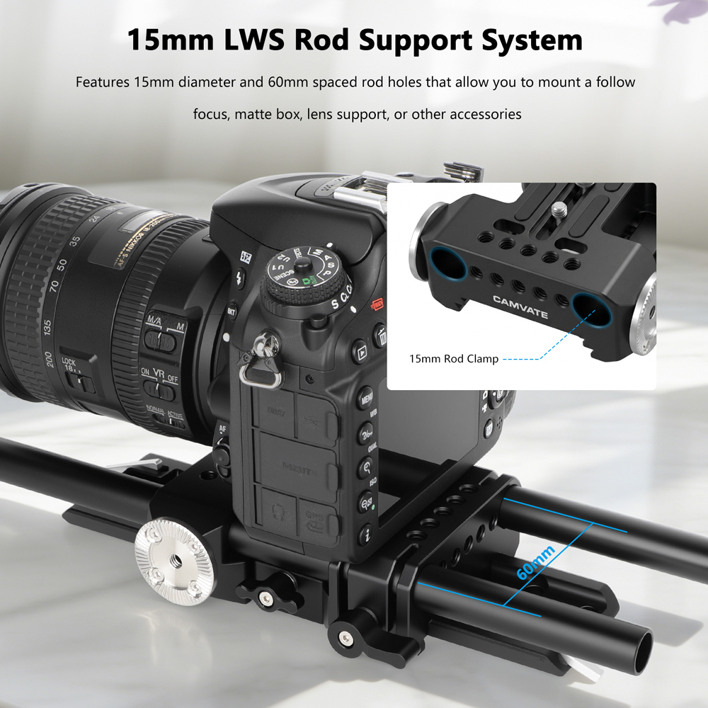 CAMVATE 6" Tilta-Standard Dovetail Plate and 15mm LWS Baseplate