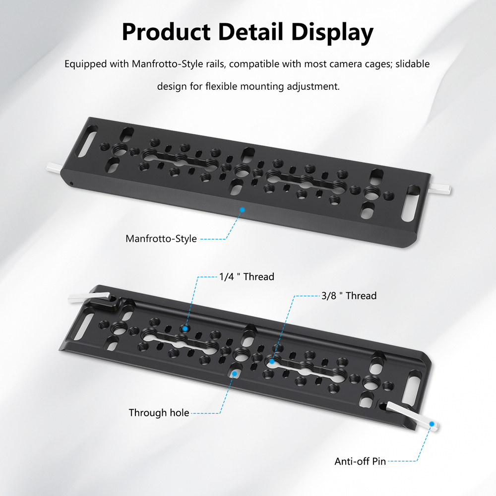 CAMVATE 8" Manfrotto-Style Bottom Dovetail Plate