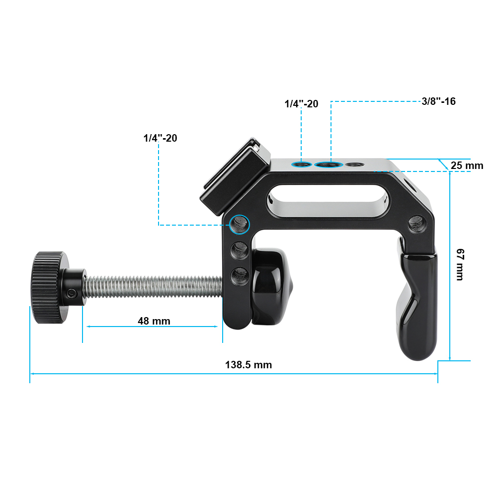 Universal C-Clamp Desktop Mount Holder Stand with Cold Hot Shoe Mount