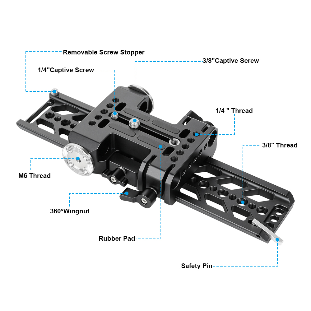 CAMVATE 10" Tilta-Standard Dovetail Plate and QR Baseplate with Double Rod Adapter