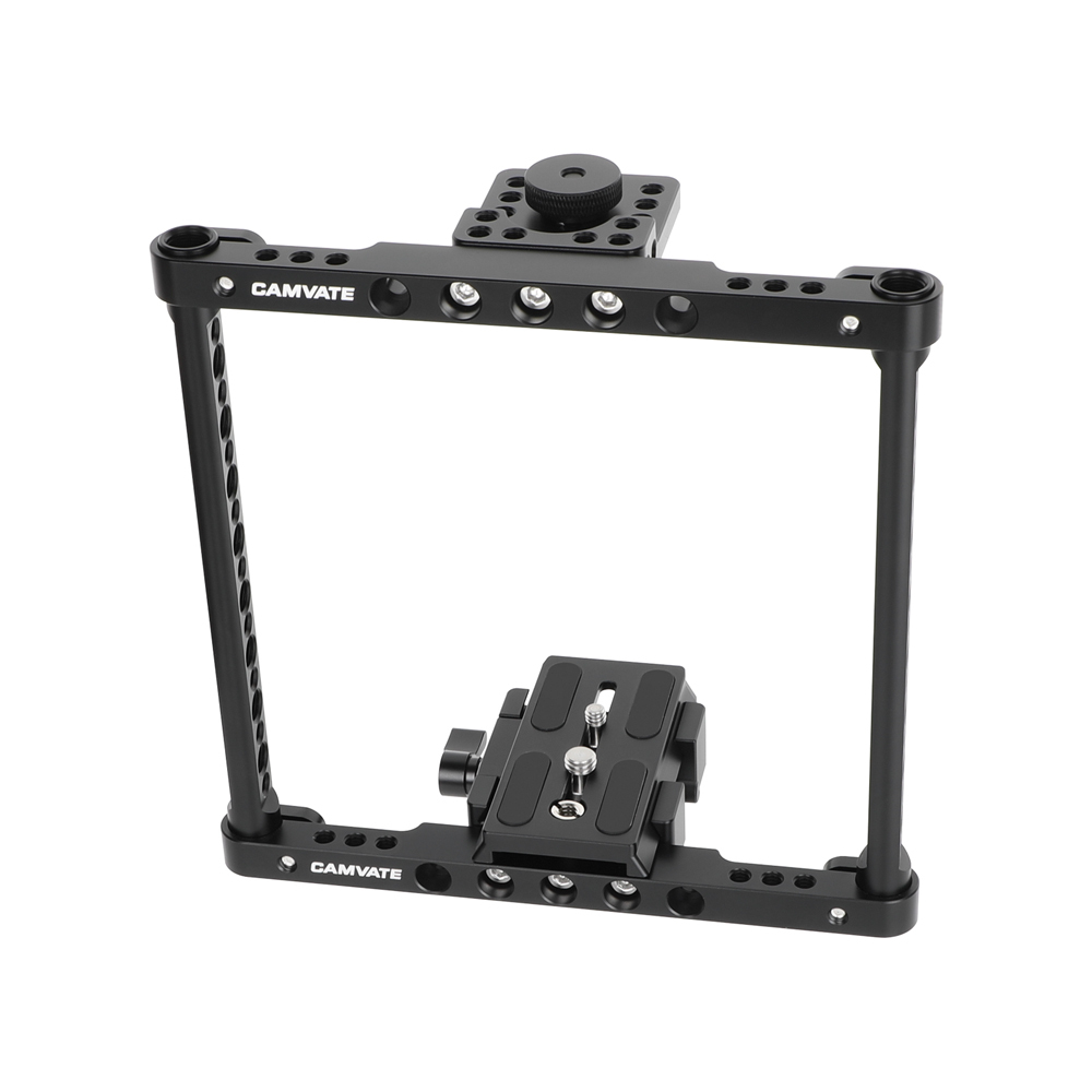 CAMVATE Hand-held Cage Kit With Quick Release Manfrotto Baseplate & Aluminum Cheese Handle Grips For Large / Medium DSLRs With Battery Grip