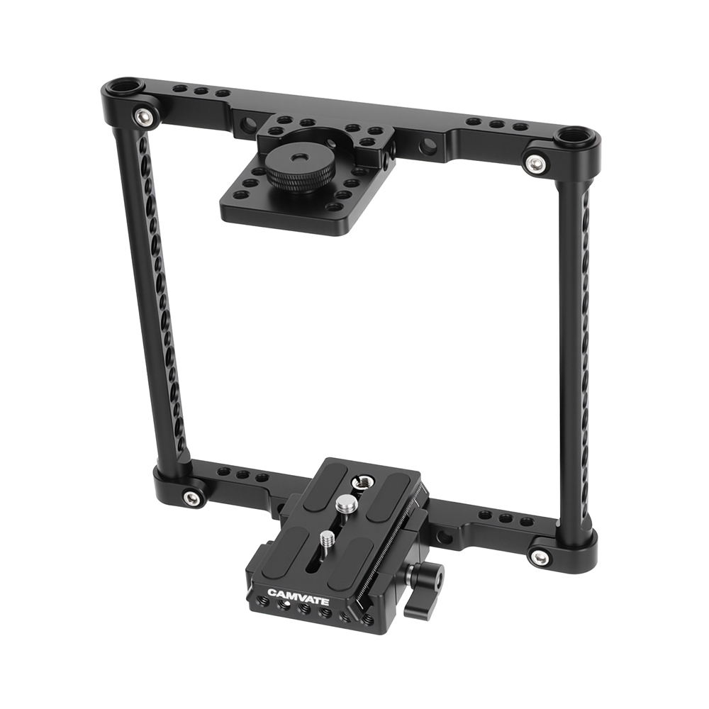 CAMVATE Hand-held Cage Kit With Quick Release Manfrotto Baseplate & Aluminum Cheese Handle Grips For Large / Medium DSLRs With Battery Grip