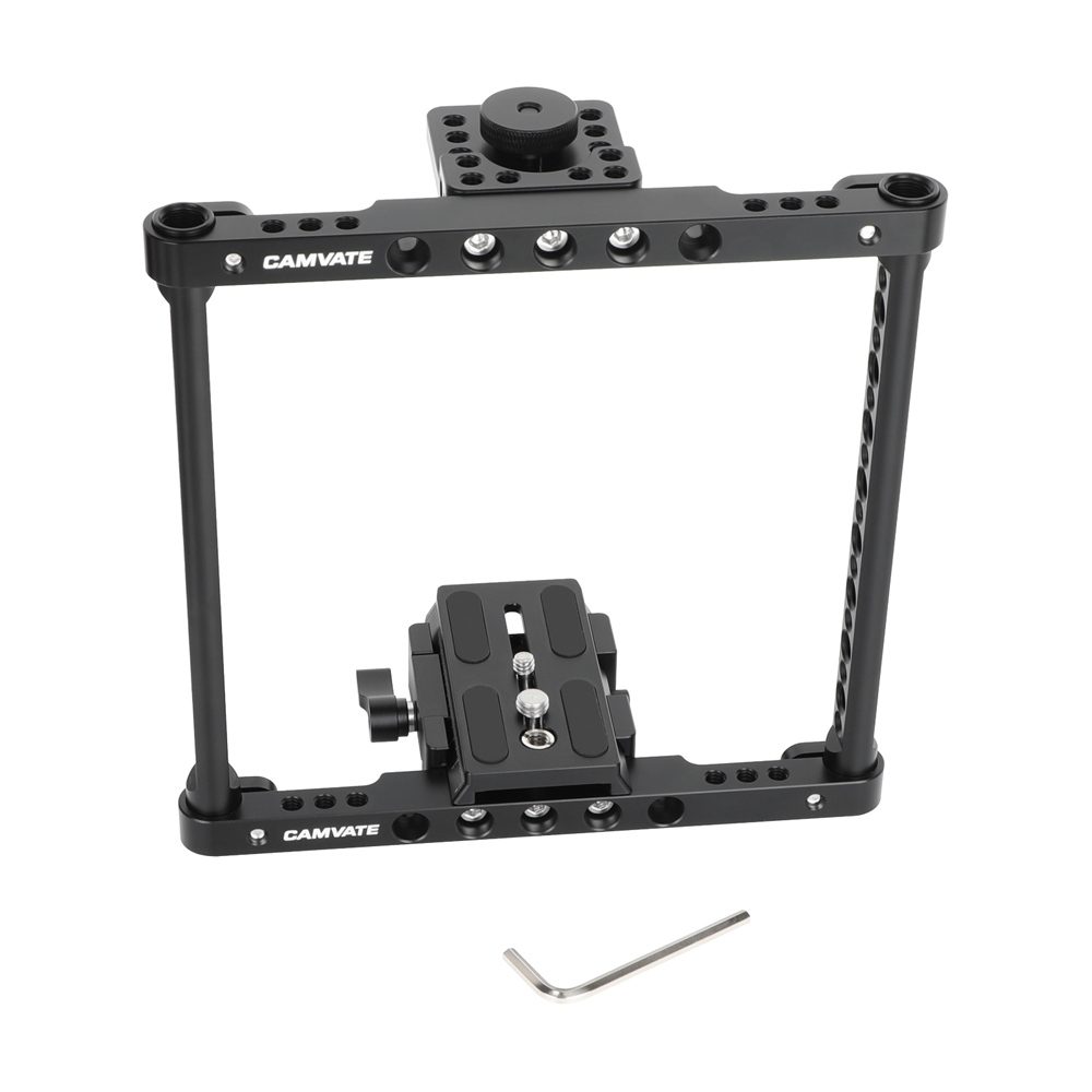 CAMVATE Hand-held Cage Kit With Quick Release Manfrotto Baseplate & Aluminum Cheese Handle Grips For Large / Medium DSLRs With Battery Grip