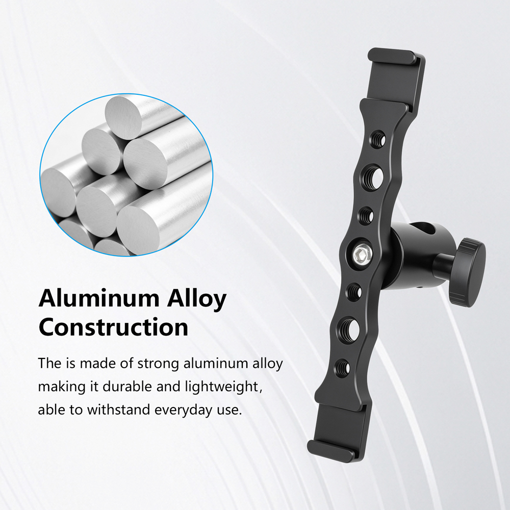 CAMVATE Dual Cold Shoe Mount Bracket with 1/4"-20 and 3/8"-16 Threads