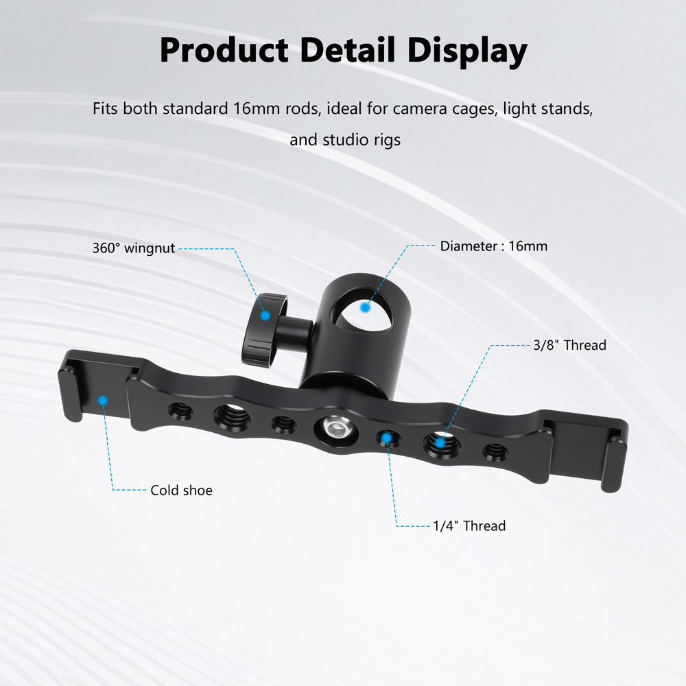 CAMVATE Dual Cold Shoe Mount Bracket with 1/4"-20 and 3/8"-16 Threads