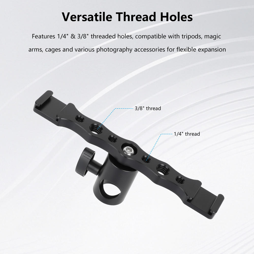 CAMVATE Dual Cold Shoe Mount Bracket with 1/4"-20 and 3/8"-16 Threads
