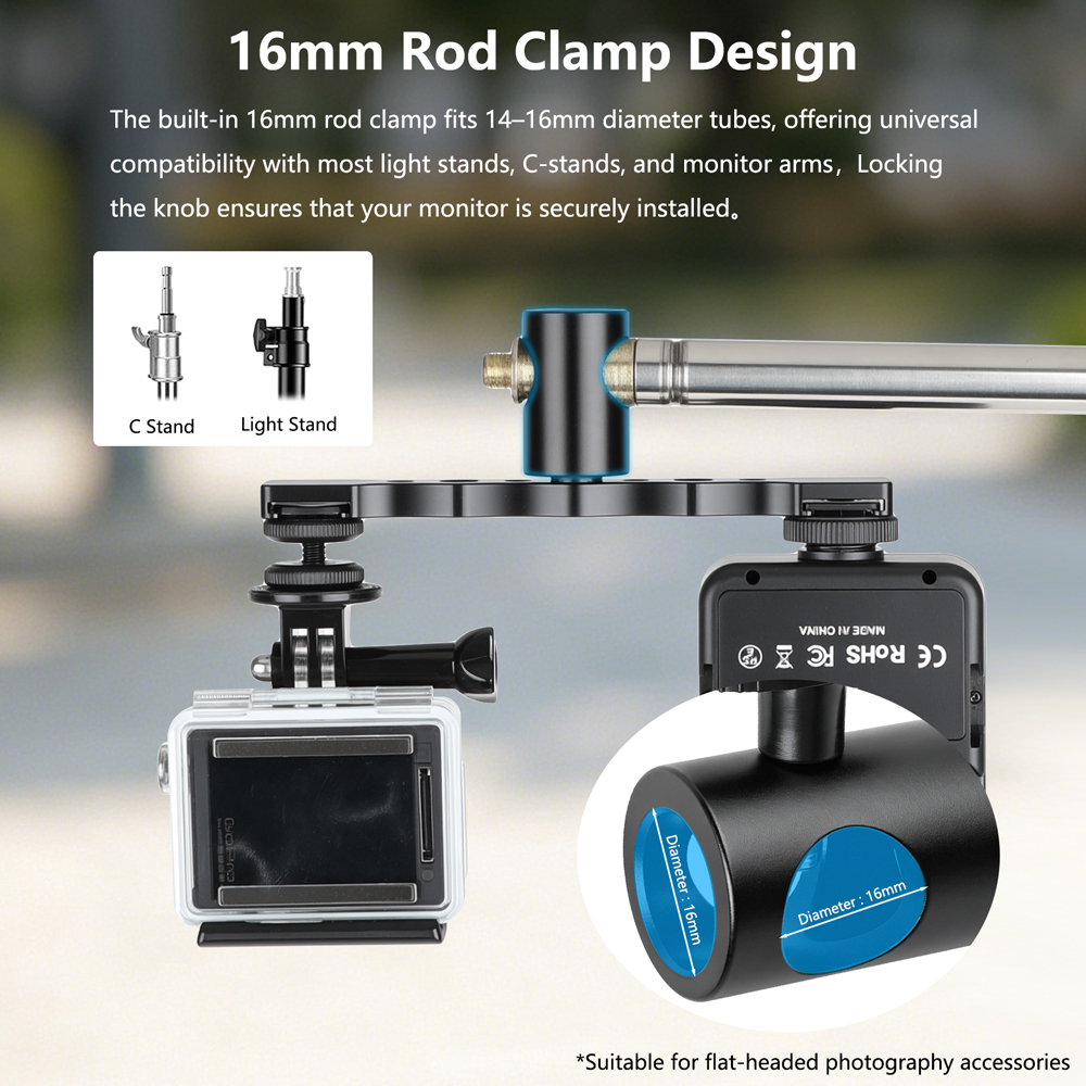CAMVATE Dual Cold Shoe Mount Bracket with 1/4"-20 and 3/8"-16 Threads