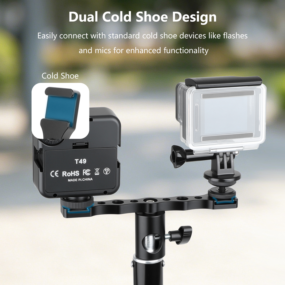 CAMVATE Dual Cold Shoe Mount Bracket with 1/4"-20 and 3/8"-16 Threads