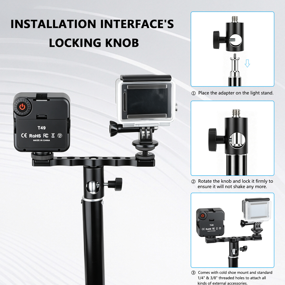 CAMVATE Dual Cold Shoe Mount Bracket with 1/4"-20 and 3/8"-16 Threads