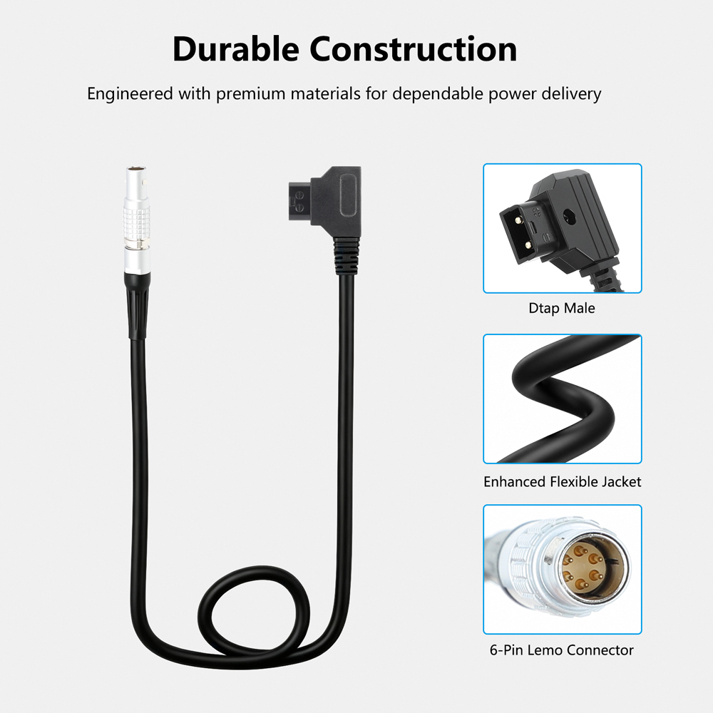 CAMVATE 2-Pin To D-Tap Male Power Cable (65cm)