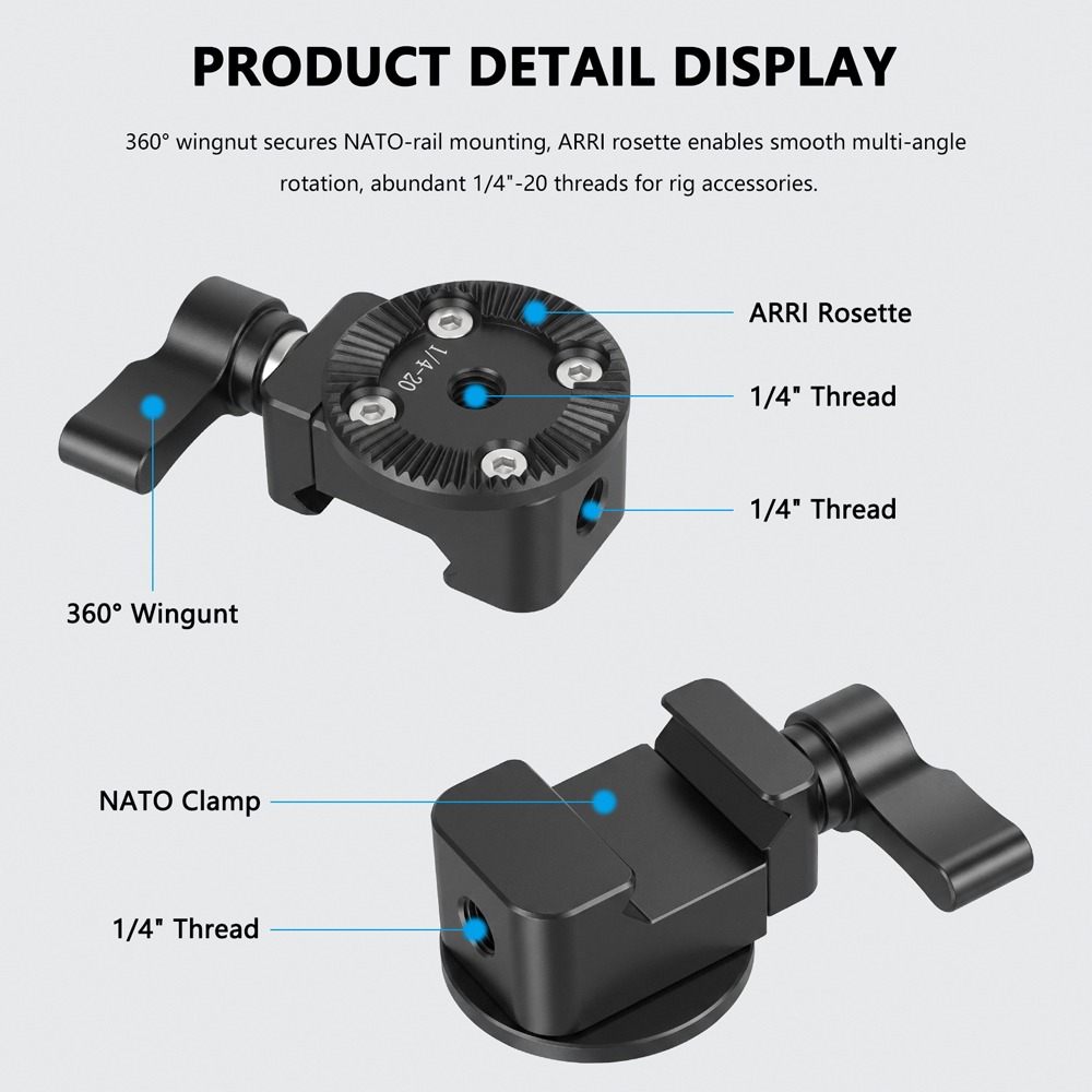 CAMVATE Quick Release NATO Clamp With ARRI Rosette M6 Thread Mount