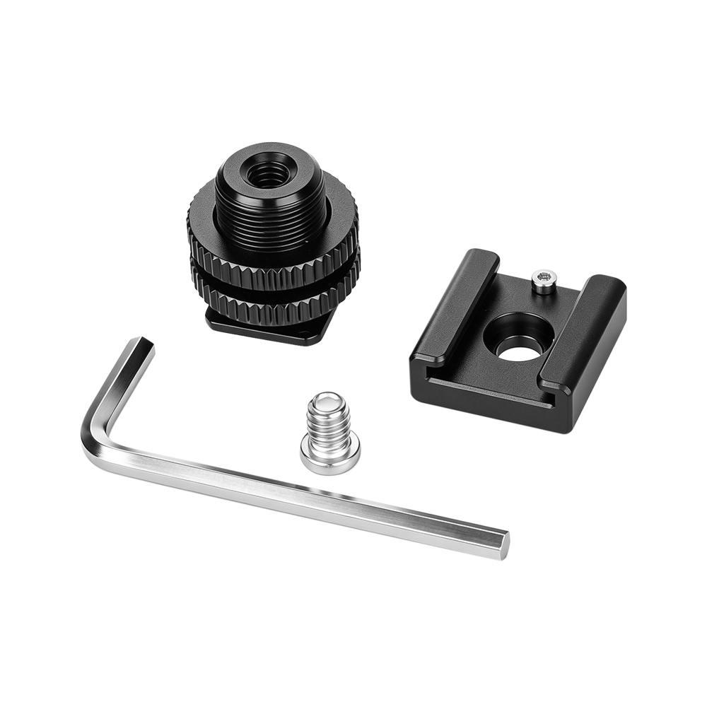 CAMVATE 1/4" Hot Cold Shoe + 5/8"-27 Thread to Flash Hot Shoe Mount Adapter for Microphone