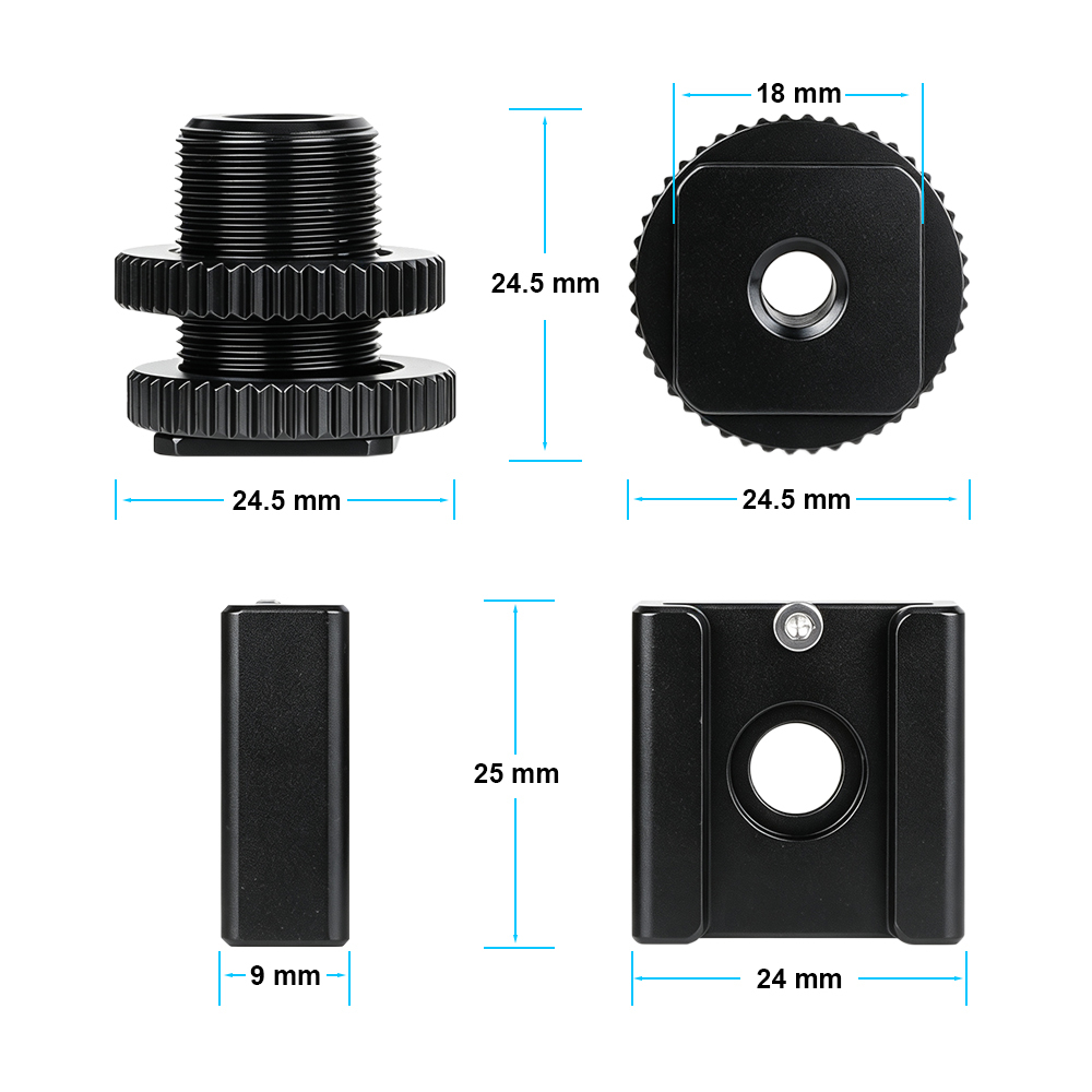 CAMVATE 1/4" Hot Cold Shoe + 5/8"-27 Thread to Flash Hot Shoe Mount Adapter for Microphone