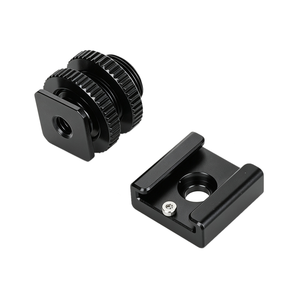 CAMVATE 1/4" Hot Cold Shoe + 5/8"-27 Thread to Flash Hot Shoe Mount Adapter for Microphone