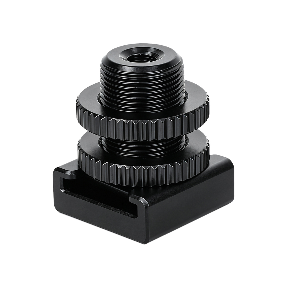 CAMVATE 1/4" Hot Cold Shoe + 5/8"-27 Thread to Flash Hot Shoe Mount Adapter for Microphone