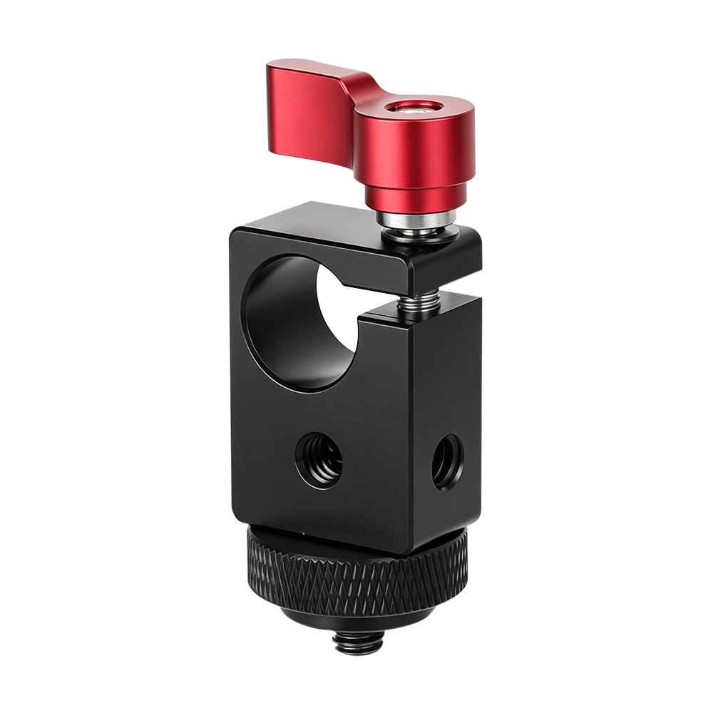 CAMVATE Single Rod Clamp 15mm with 1/4" Mount Screw Adapter (M5 Rotating Knob-Red)