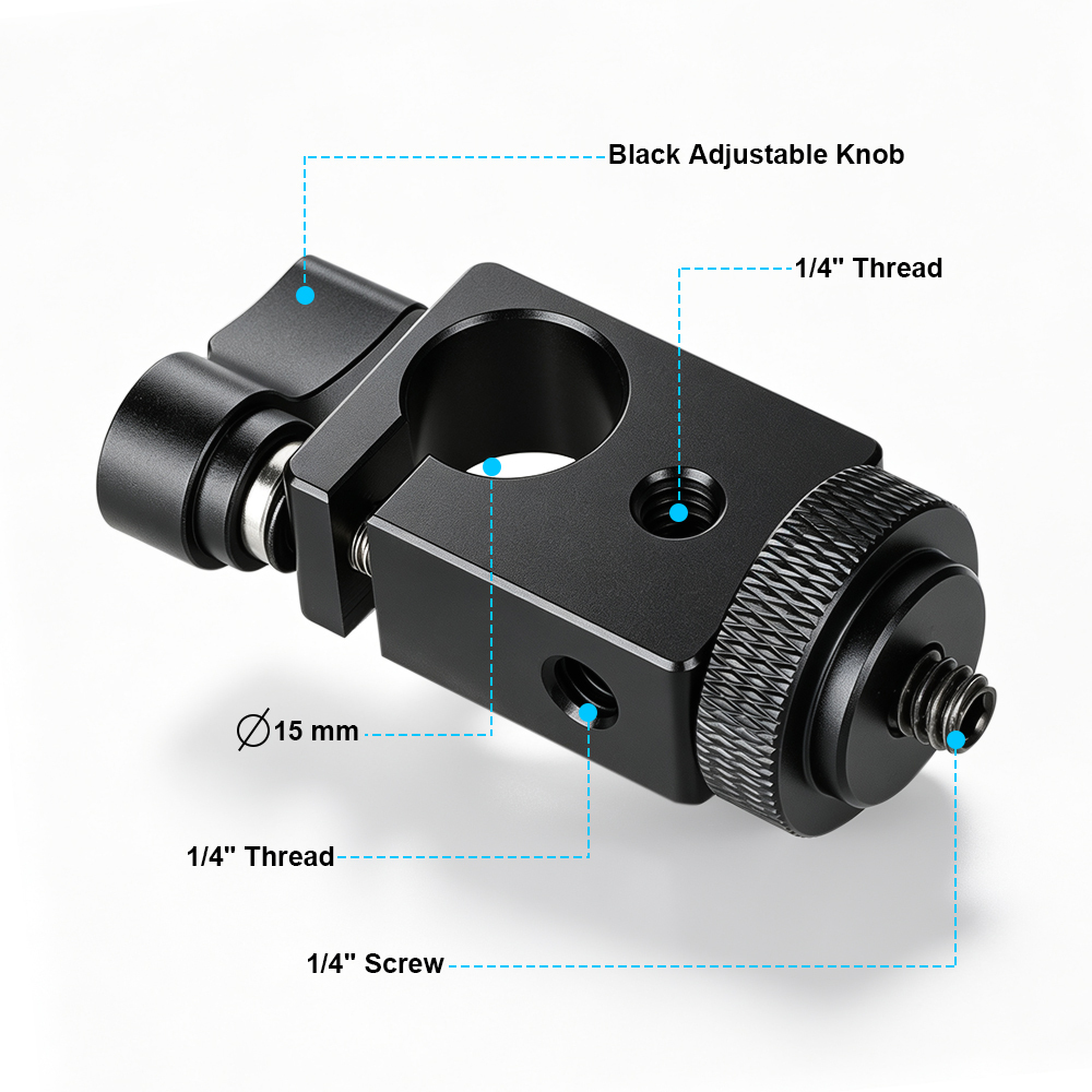CAMVATE 15mm Single Rod Clamp with 1/4" Mount