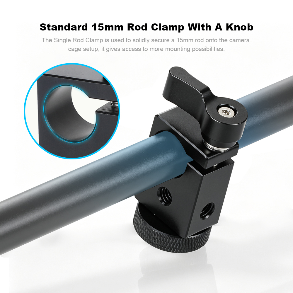 CAMVATE 15mm Single Rod Clamp with 1/4" Mount
