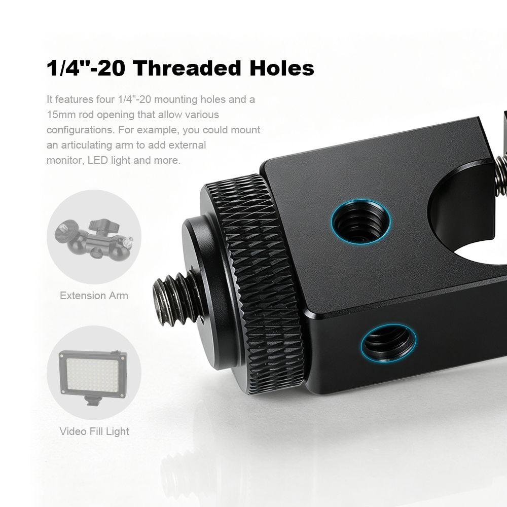 CAMVATE 15mm Single Rod Clamp with 1/4" Mount