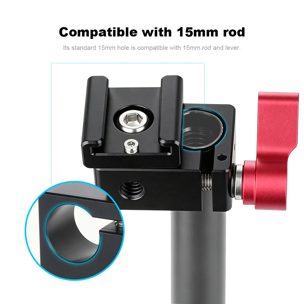 CAMVATE Cold Shoe Rod Clamp Adapter for 15mm DSLR Rig Video Light