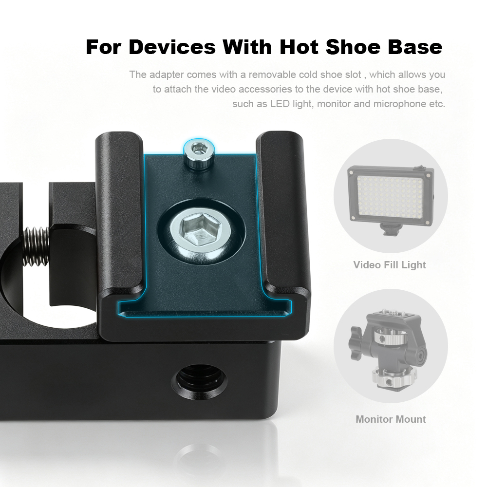 CAMVATE Cold Shoe Rod Clamp Adapter for 15mm DSLR Rig Video Light