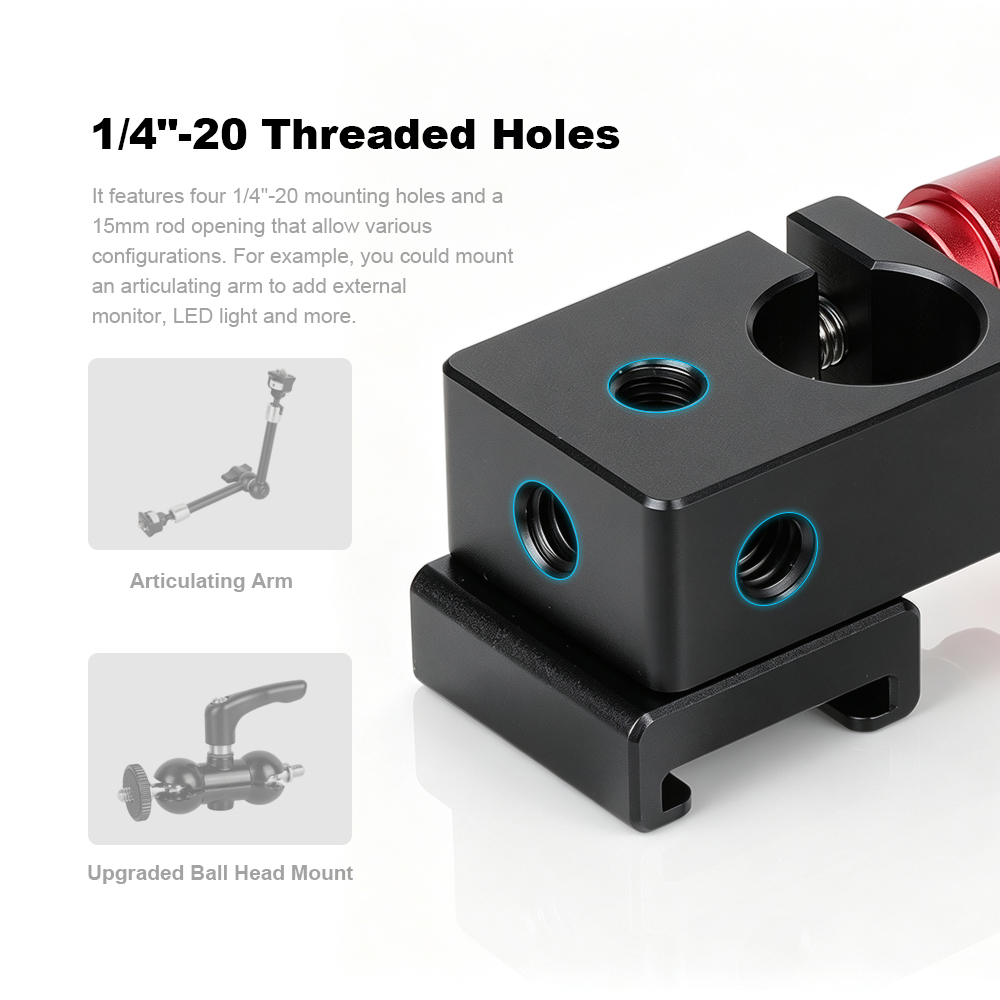 CAMVATE Cold Shoe Rod Clamp Adapter for 15mm DSLR Rig Video Light