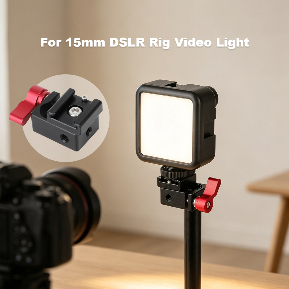 CAMVATE Cold Shoe Rod Clamp Adapter for 15mm DSLR Rig Video Light
