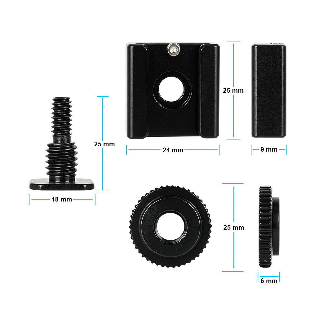 CAMVATE 1/4" Hot Cold Shoe Mount +1/4"-20 Tripod Screw to Flash Hot Shoe Mount Adapter