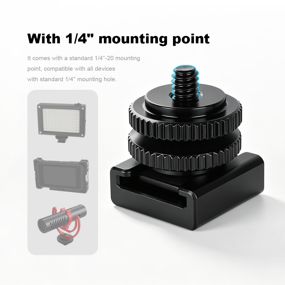 CAMVATE 1/4" Hot Cold Shoe Mount +1/4"-20 Tripod Screw to Flash Hot Shoe Mount Adapter