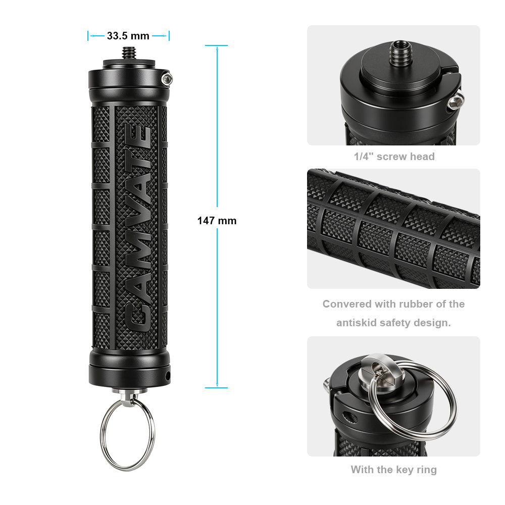 Handle Hand Grip Stabilizer Camera SLR DSLR fr LED Video Flashlite 1/4'' Black