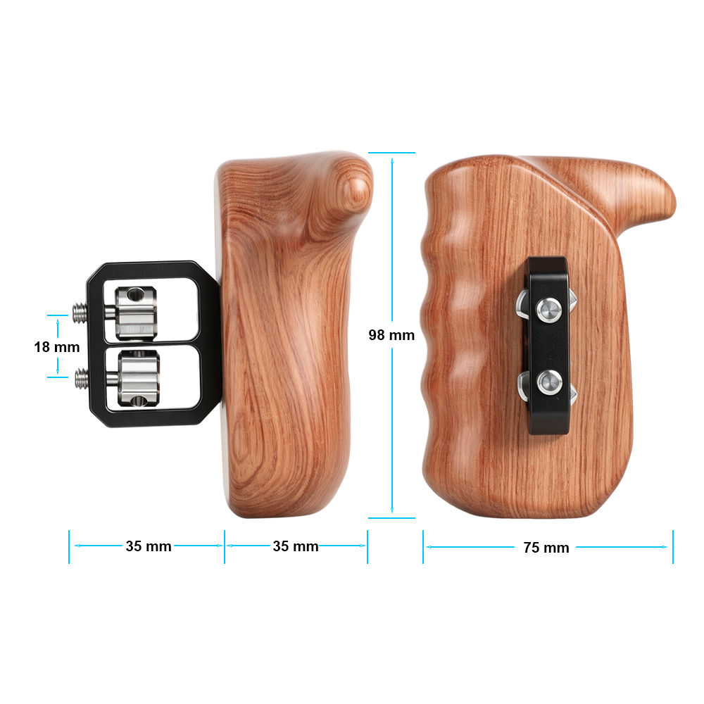 CAMVATE Wooden Handgrip with 1/4"-20 Thumbscrew (Right Hand, Large-Sized)