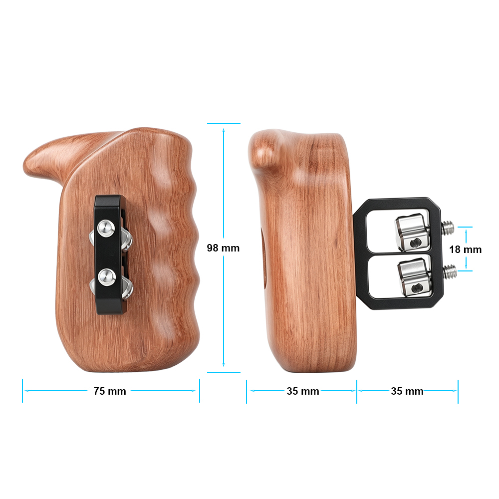 CAMVATE Wooden Handgrip with 1/4"-20 Thumbscrew (Left Hand, Large-Sized)