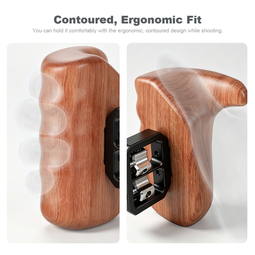 CAMVATE Wooden Handgrip with 1/4"-20 Thumbscrew (Right Hand, Large-Sized)