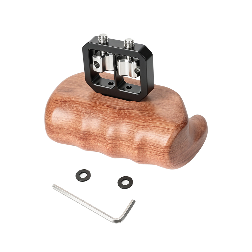 CAMVATE Wooden Handgrip with 1/4"-20 Thumbscrew (Left Hand, Large-Sized)