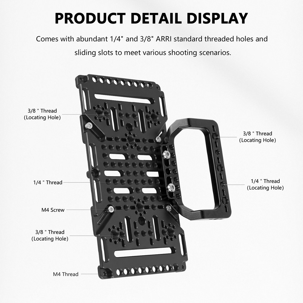 CAMVATE Multipurpose Cheese Plate with VESA Mount & Handle (75 x 75mm, 100 x 100mm, 200 x 100mm, Black)