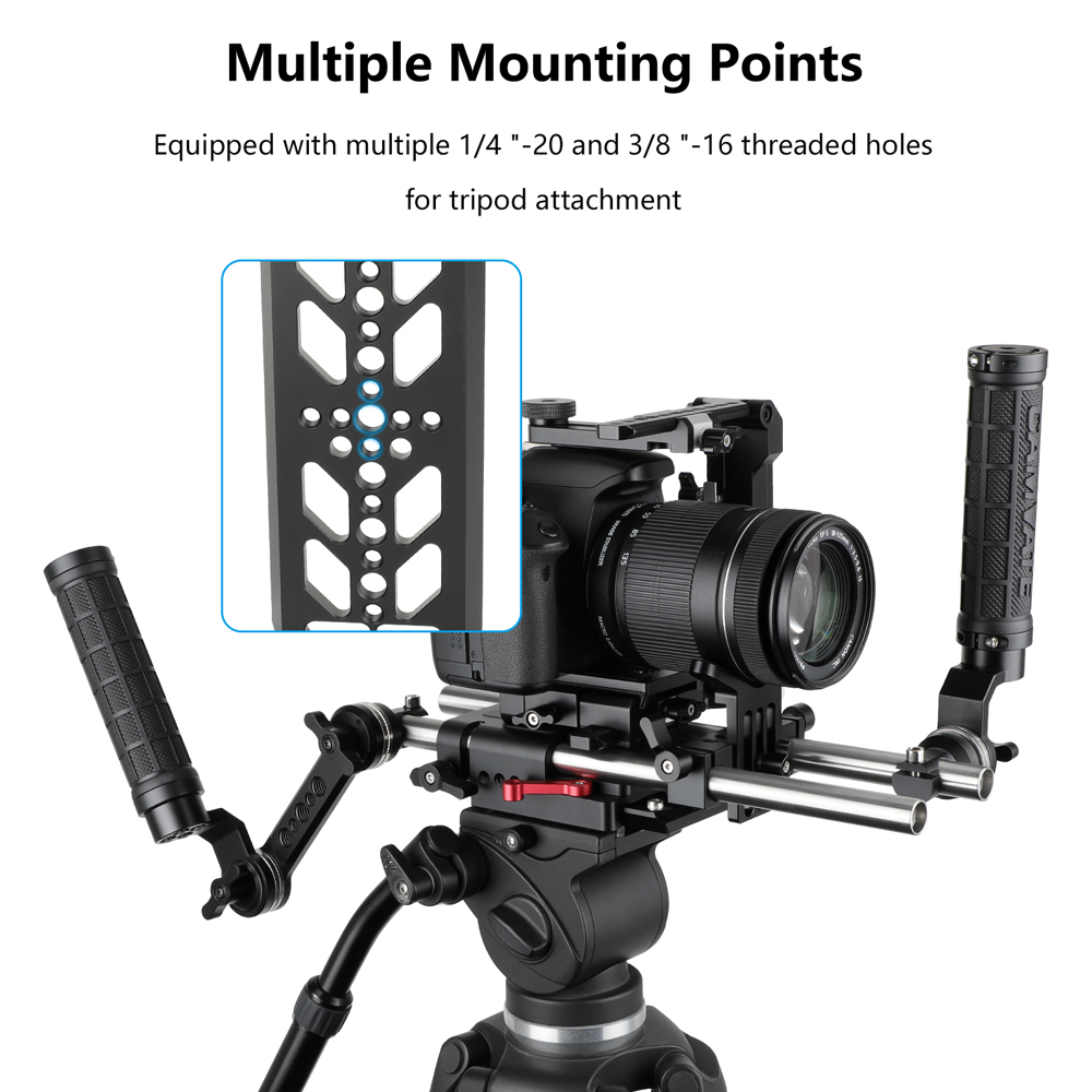 CAMVATE Universal Tripod Mount Support Rig With Manfrotto Quick Release Baseplate & Y Lens Support For DSLR Cameras