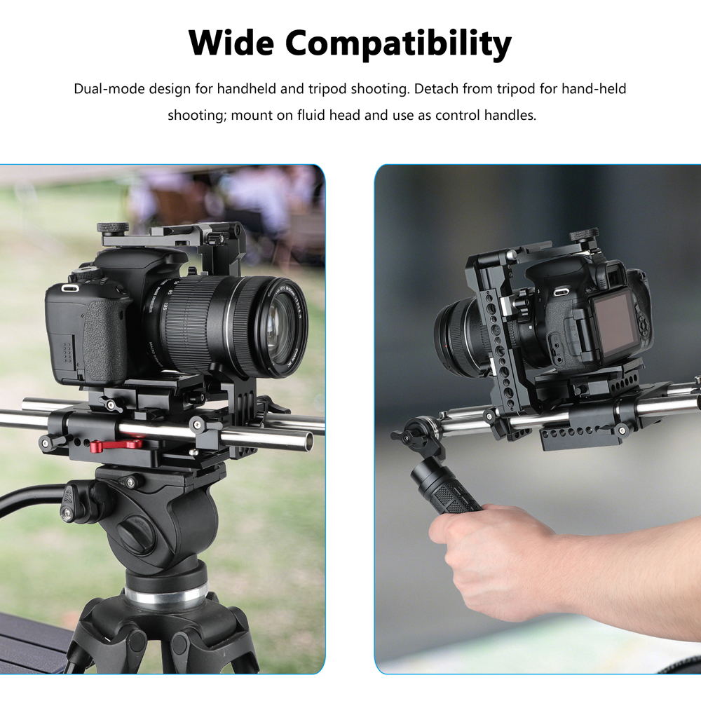 CAMVATE Universal Tripod Mount Support Rig With Manfrotto Quick Release Baseplate & Y Lens Support For DSLR Cameras