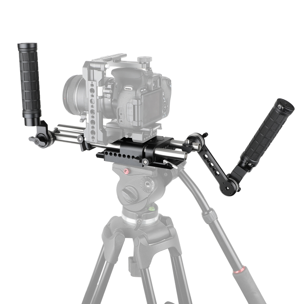 CAMVATE Universal Tripod Mount Support Rig With Manfrotto Quick Release Baseplate & Y Lens Support For DSLR Cameras