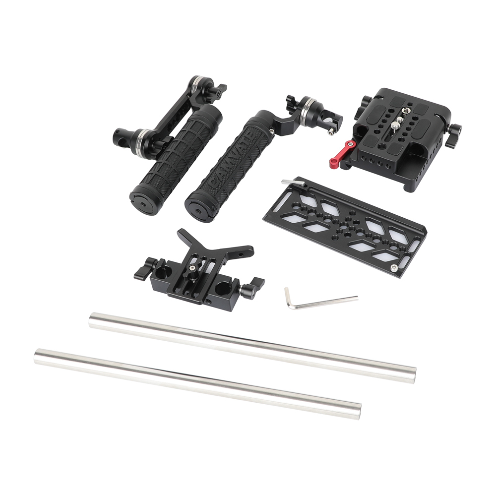 CAMVATE Universal Tripod Mount Support Rig With Manfrotto Quick Release Baseplate & Y Lens Support For DSLR Cameras