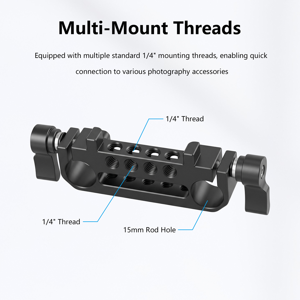 CAMVATE Standard 19mm Dual-port Rod Clamp Bracket With 1/4" & 3/8" Mounting Points