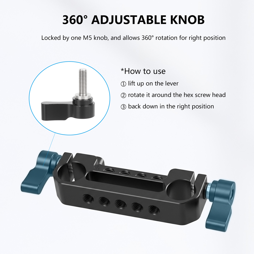 CAMVATE Standard 19mm Dual-port Rod Clamp Bracket With 1/4" & 3/8" Mounting Points